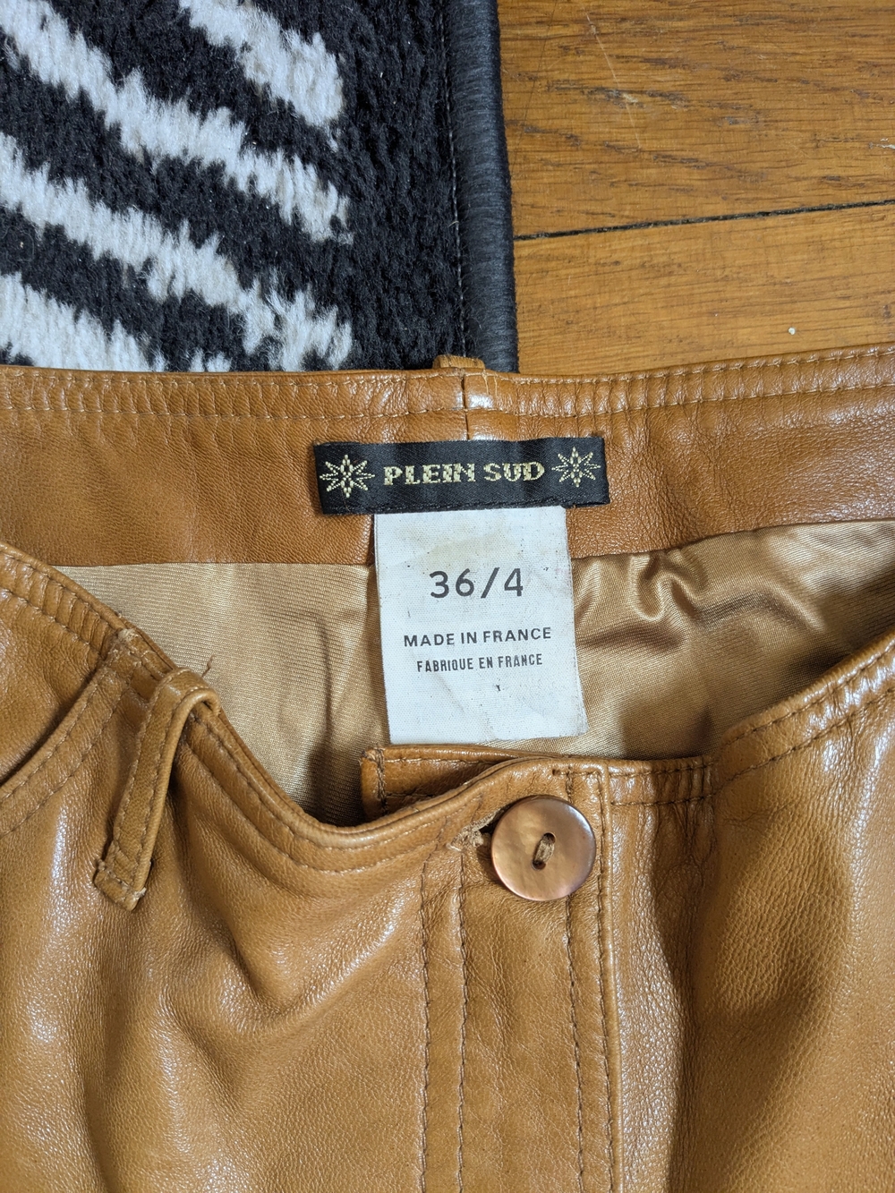 1990s Plein Sud Tan Leather Straight Leg Trousers - Picture 7 of 9